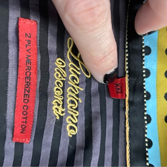 Luchiano Visconti Button Down Men’s 2XL Black & Grey Striped Long Sleeved Shirt - Picture 5 of 11